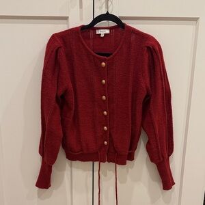 Red Lantern Sleeve Single-Breasted Cardigan